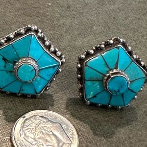 Turquoise sterling g handmade earrings. Beautiful